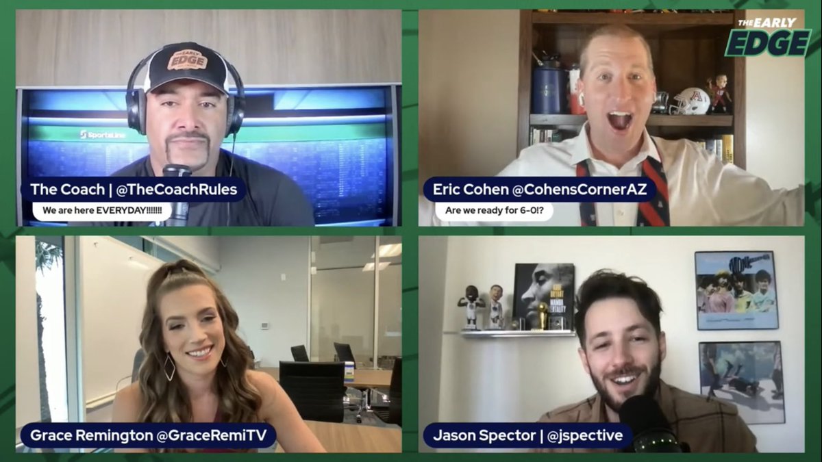 Mike5754's tweet photo. Giveaway time! $100 to random follower to celebrate @CohensCornerAZ going 6-0 to realize a dream of hosting EarlyEdge in 5. Must like/RT and follow BOTH @CohensCornerAZ and @GraceRemiTV to win! Get ready for a lot more Grace on @SportsLine very soon. Winner selected on EE in 5 https://t.co/JdaAuzISOL