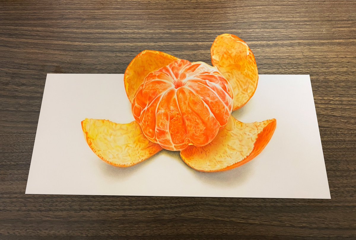 色鉛筆とパンパステルで描いたみかんです🍊
