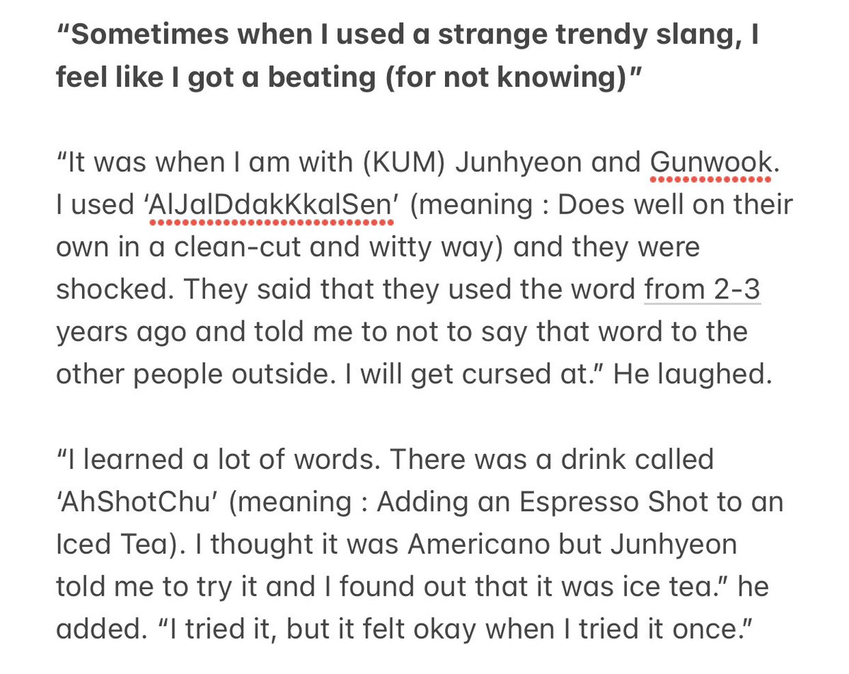 Hui mentioned Junhyeon and Gunwook in an article! 

He said that when he was with Junhyeon and Gunwook, he used an old slang and was judged by them 😭 

(translation may have inaccuracies!)