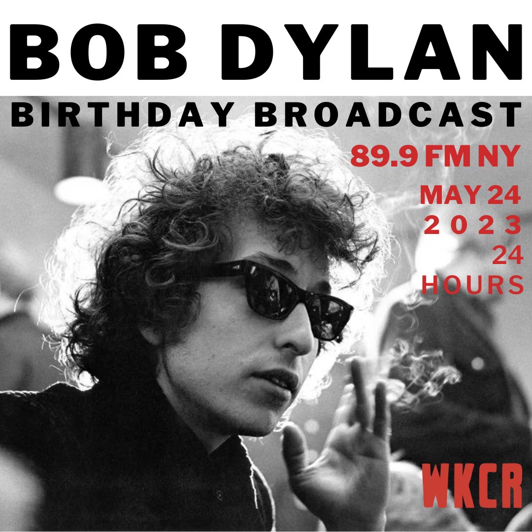 WKCR announces a 24-hour birthday celebration for Bob Dylan, broadcast on FM and HD radio and online all day on Wednesday, May 24th. The broadcast will preempt all regularly-scheduled Wednesday programming. 
89.9 FM and WKCR.org !