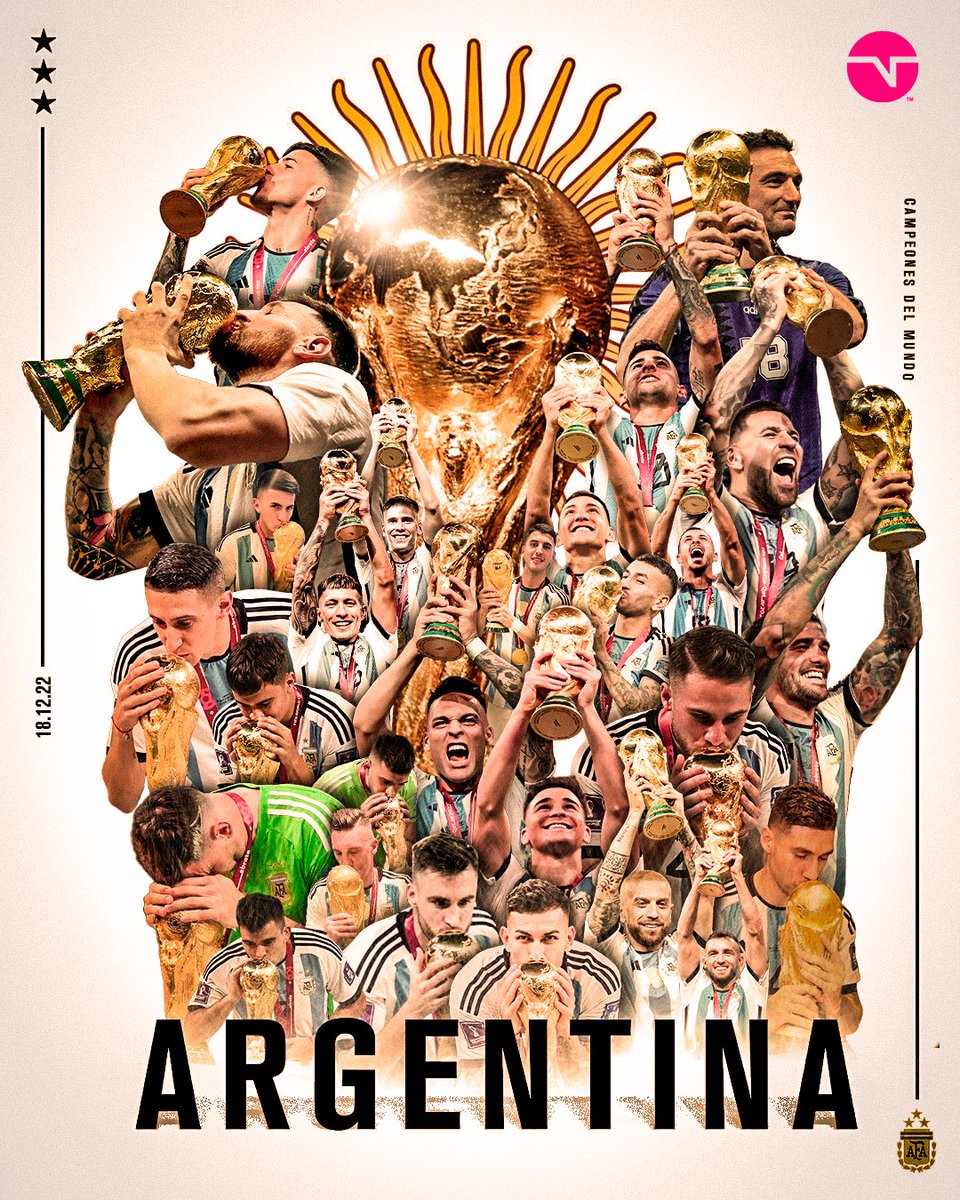 TNTSportsAR's tweet photo. ¡A 5 meses de LA GLORIA! 🇦🇷🏆🌎 

Gracias ETERNAS por la tercera, muchachos ⭐⭐⭐ https://t.co/hwJrxvRMFS