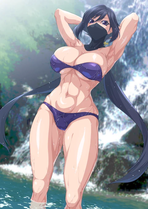 暑いから水着…。