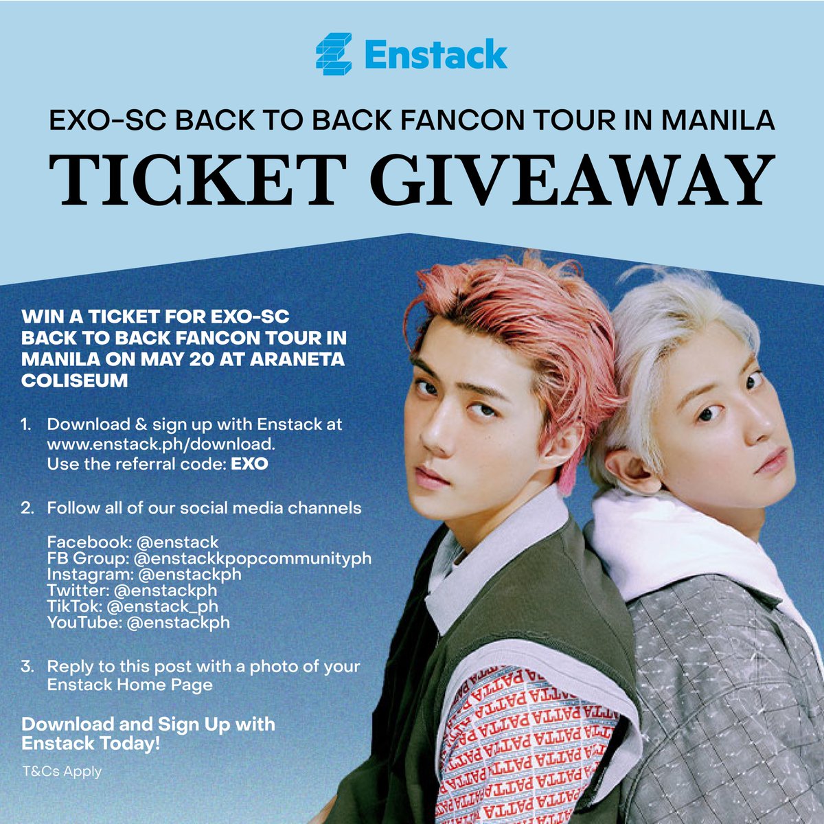 ynavillangca's tweet photo. The cut-off of the giveaway is today at 2PM! We are down to the last 10 downloads! Let's make this happen and raffle this ticket!
#EnstackPH #EXOSCinMNL #TicketGiveaway https://t.co/1j2X2wSSsz