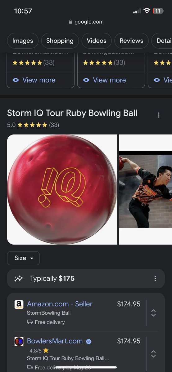 EberleBri's tweet photo. This man just told me he bought a bowling ball because part of its name was “Ruby” and that’s my birthstone. The ball in question.. https://t.co/E4HQvdxr1o