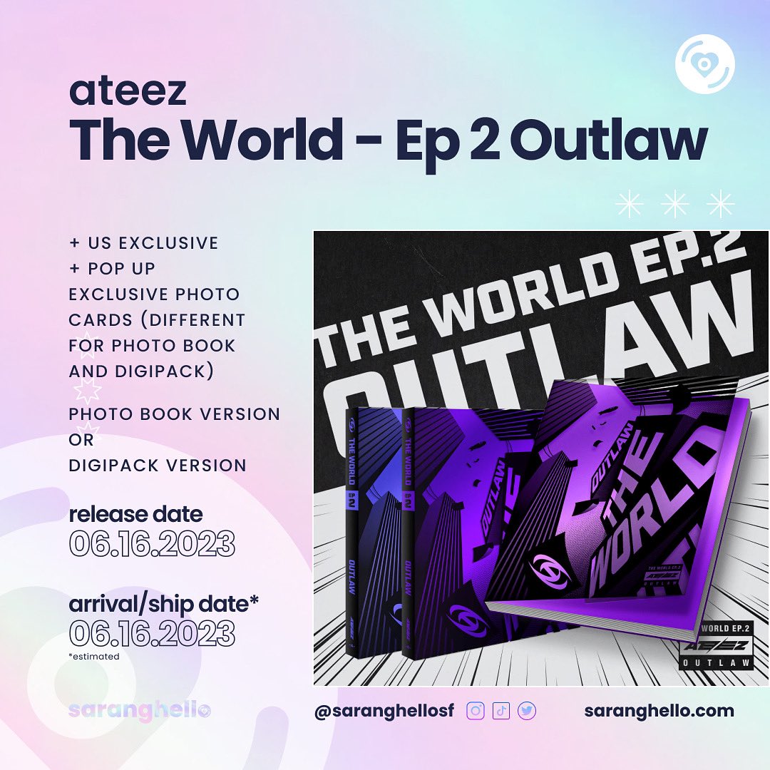 SarangHelloSF's tweet photo. Pre-order
ATEEZ @ateez_official_
The World: Ep 2 Outlaw
Shop now at https://t.co/DiZJ2ThSKi! ✨
#saranghello #saranghellosf #kpop #kpopshop #kpopstore #kpopsf #sfkpop #kpopbayarea #bayareakpop #ateez #atiny https://t.co/twVybOxrZJ