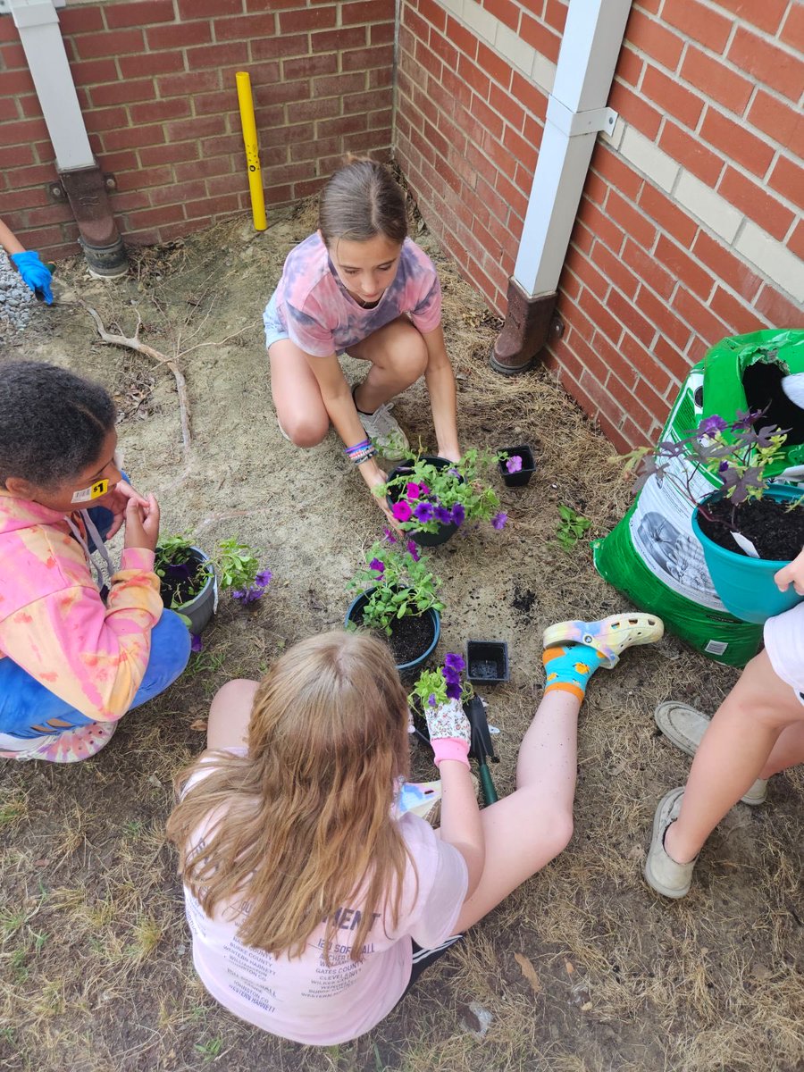 JBrothe43871624's tweet photo. The Girls on the Run Team participated in a beautification project today for our school! I was so proud when I walked out the building today. Thank you Ms. Brinkley and FFA at GCHS for supplying the flowers for the project! #Proudofmydragons #GatesStrong https://t.co/i1Cs3Zp4A5