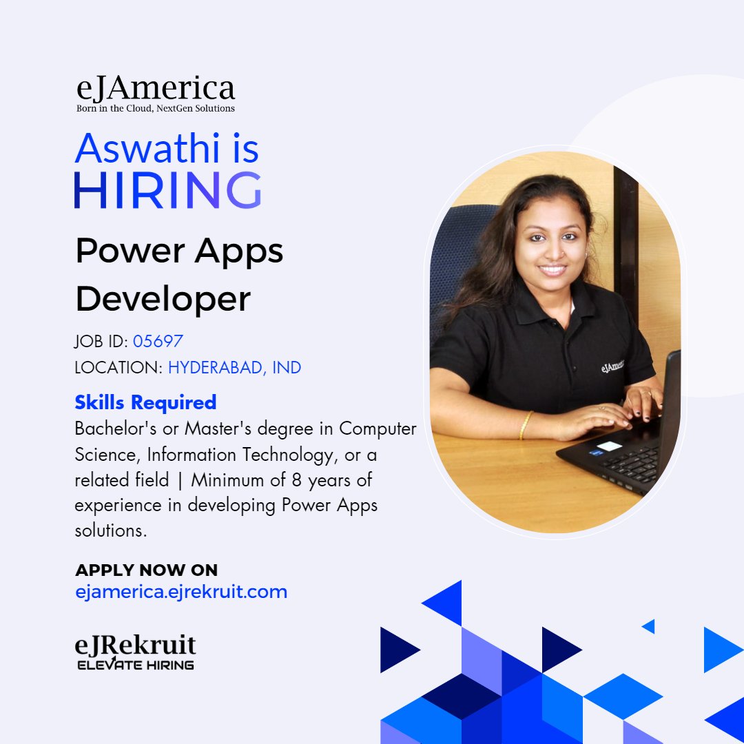 ejangar's tweet image. Apply Now - ow.ly/vjIA50OqFw6

Power up your career as a Power Apps Developer! Join our team and build innovative business solutions. 

#PowerAppsDeveloper #ITJobs #TechCareer #JobOpening #TechCareer #HiringNow #JoinOurTeam #TechJobs #CareerOpportunity
