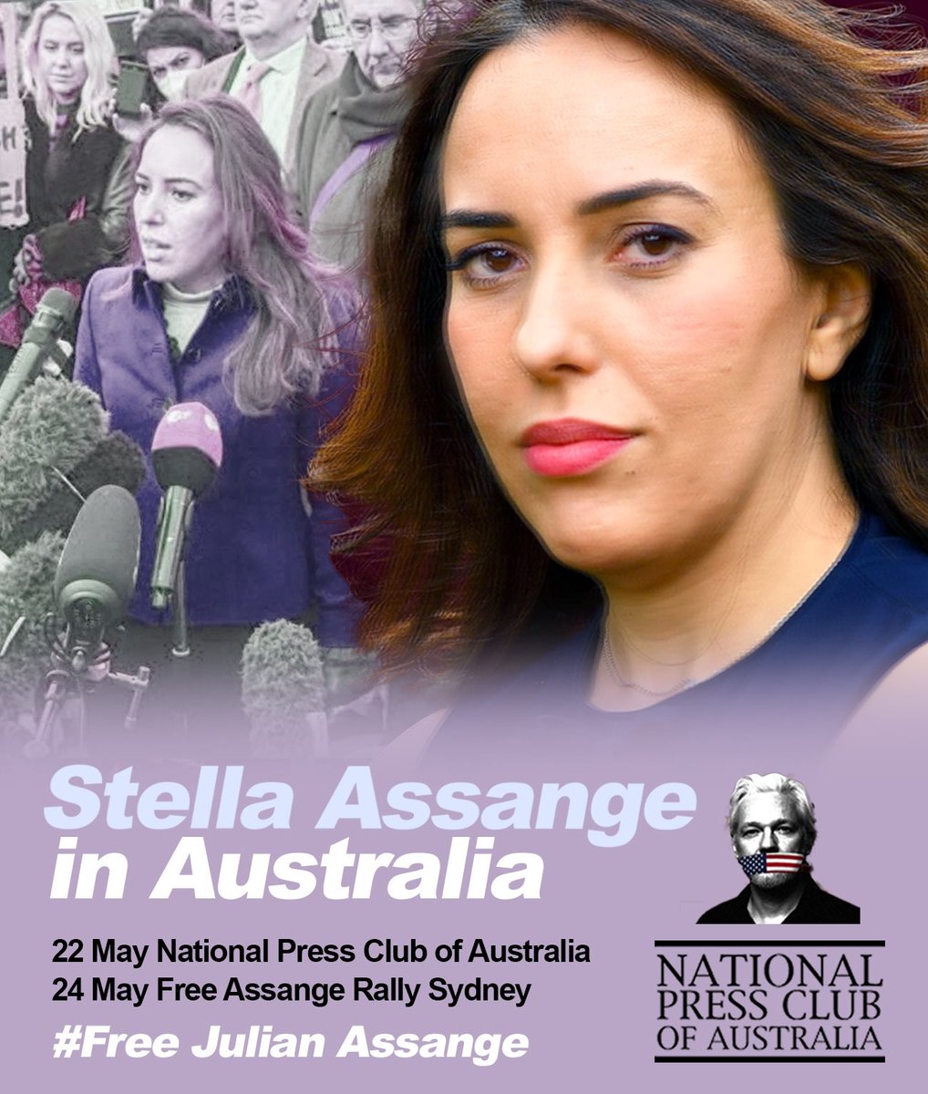 Aus4Assange's tweet photo. Stella Assange in Australia
22 May - National Press Club of Australia
24 May - Free Assange Rally Sydney
#FreeJulianAssange https://t.co/hLip81MbsU