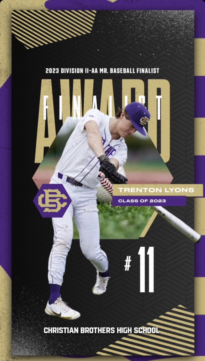 CBHSBaseball's tweet photo. Congratulations to @TrentonLyons3 for being named a Mr. Baseball Finalist by @TBCAorg https://t.co/5hZmA7DdT8