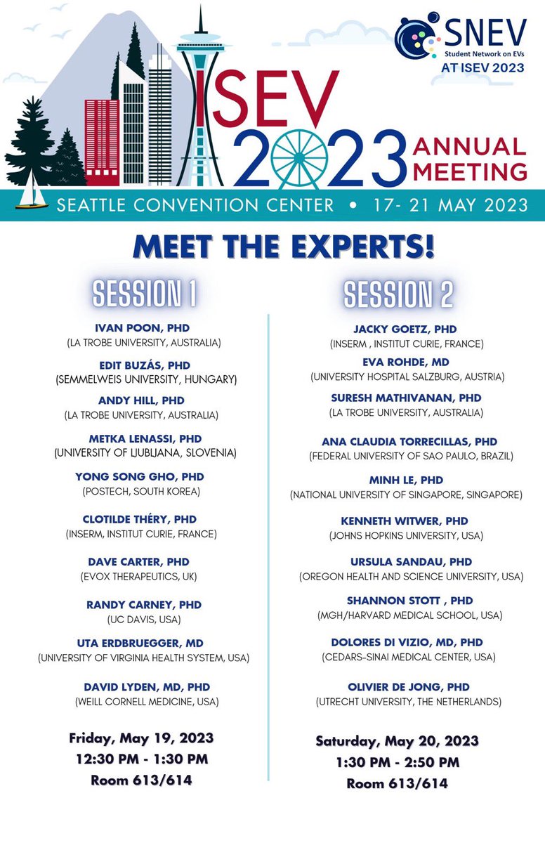 What an outstanding Education day at #ISEV2023! Thank you to all those who attended the SNEV networking event 🙌🙌
Don’t forget to register for Friday and Saturday’s #MeetTheExperts sessions! 

👉buff.ly/3ALtfOT

See you tomorrow for Conference day 1!