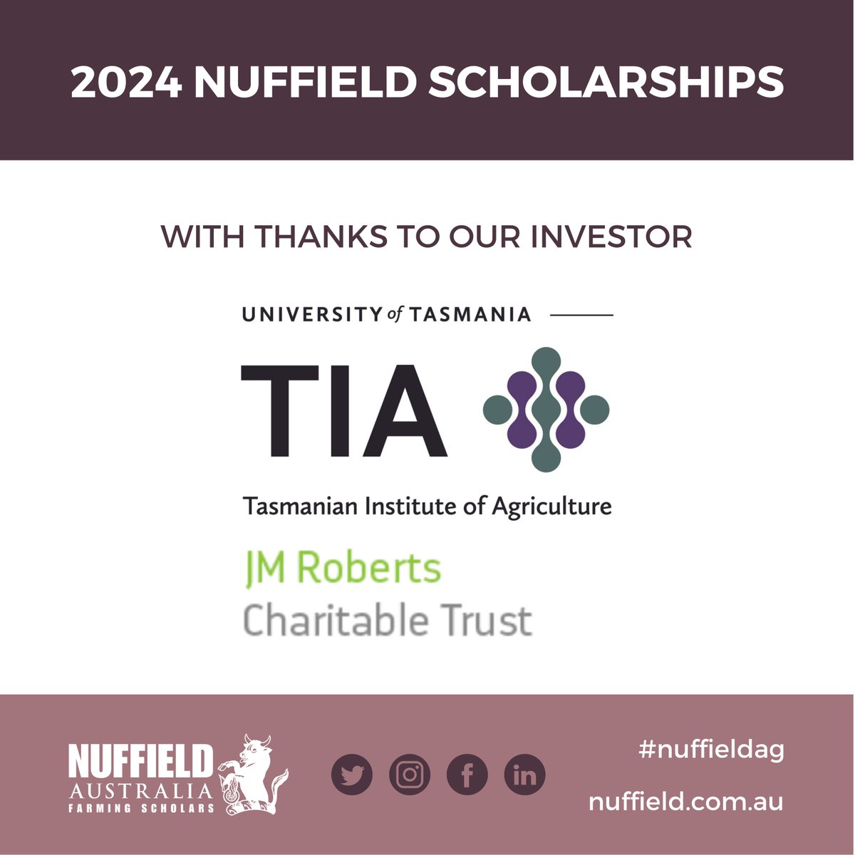 nuffieldaust's tweet photo. ARE YOU in #Tasmania and involved in agriculture, fisheries or food? 
If so, apply for a 2024 Scholarship supported by @TasInAg &amp; JM Roberts Charitable Trust. You will develop skills, knowledge and gather ideas globally👉https://t.co/KZoyq2R2FE #nuffieldag #ausag #tassieag #tasag https://t.co/EHZyyHQbhf