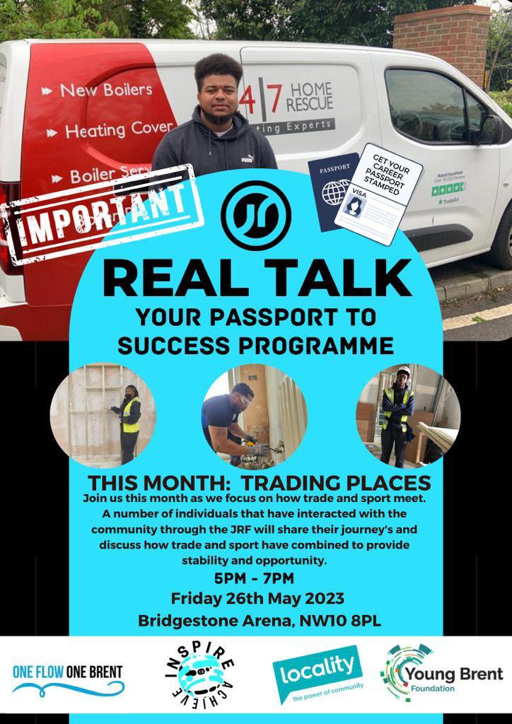 JasonRobertsFdn's tweet photo. We are delighted to announce our latest Real Talk Session which looks at how sport and trade come together. Listen to local Brent tradespeople who have grown into their industry thanks to sport. Learn about plumbing, electrics, carpentry and more! #community #trade @HydeHousing https://t.co/9YYVCHbW6t
