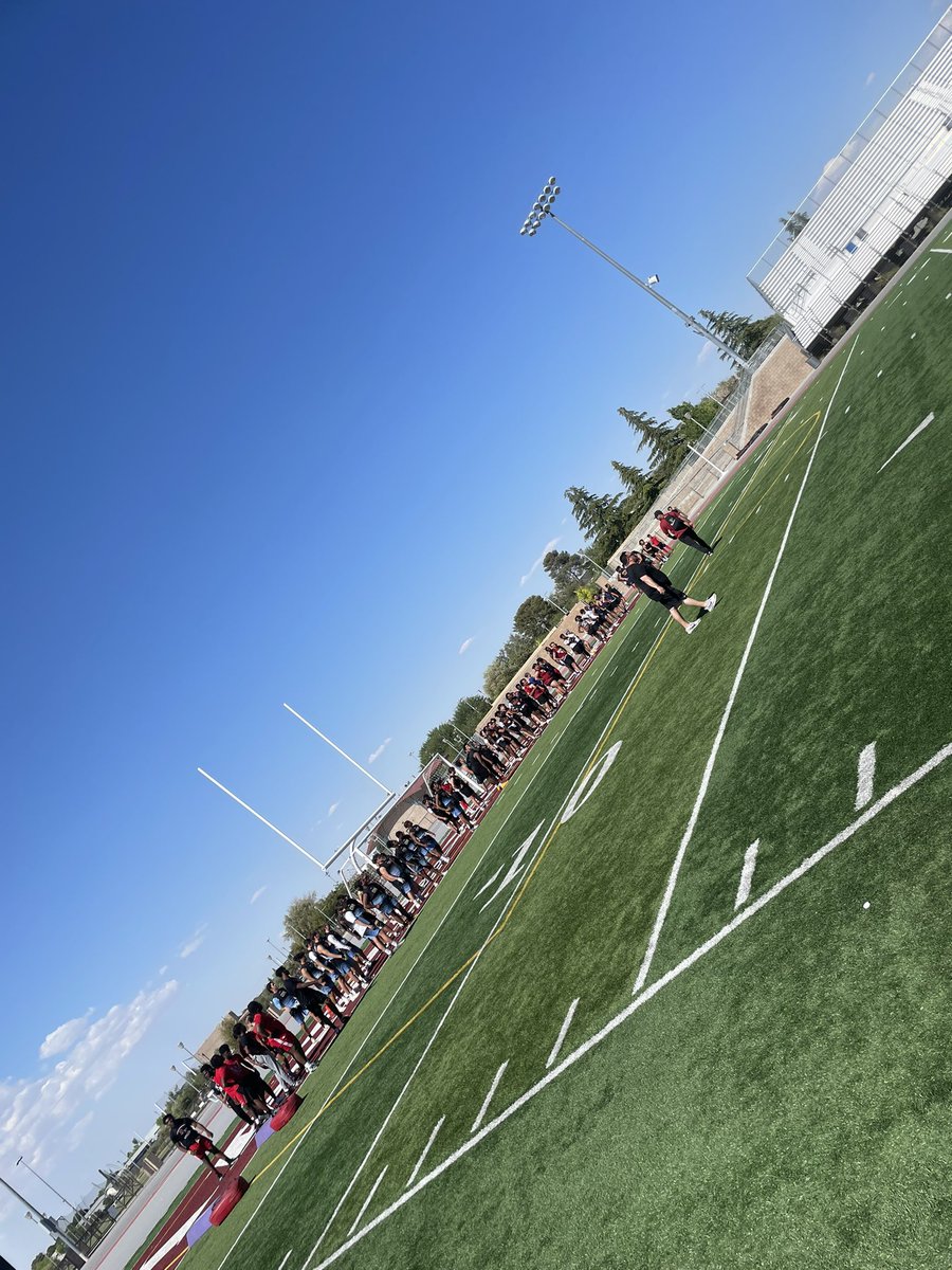 CoachJohnsonOC1's tweet photo. Got to see some #DirtMade kids get after it today. @AVLopesfootball brought some dogs today. Itβs great when a college coach tell you, βI can tell you guys coach your kids up over thereβ. #LopesSpeedOffense23 #WeCoachOverHere #NothingOverDetails https://t.co/cURJLnw6wS