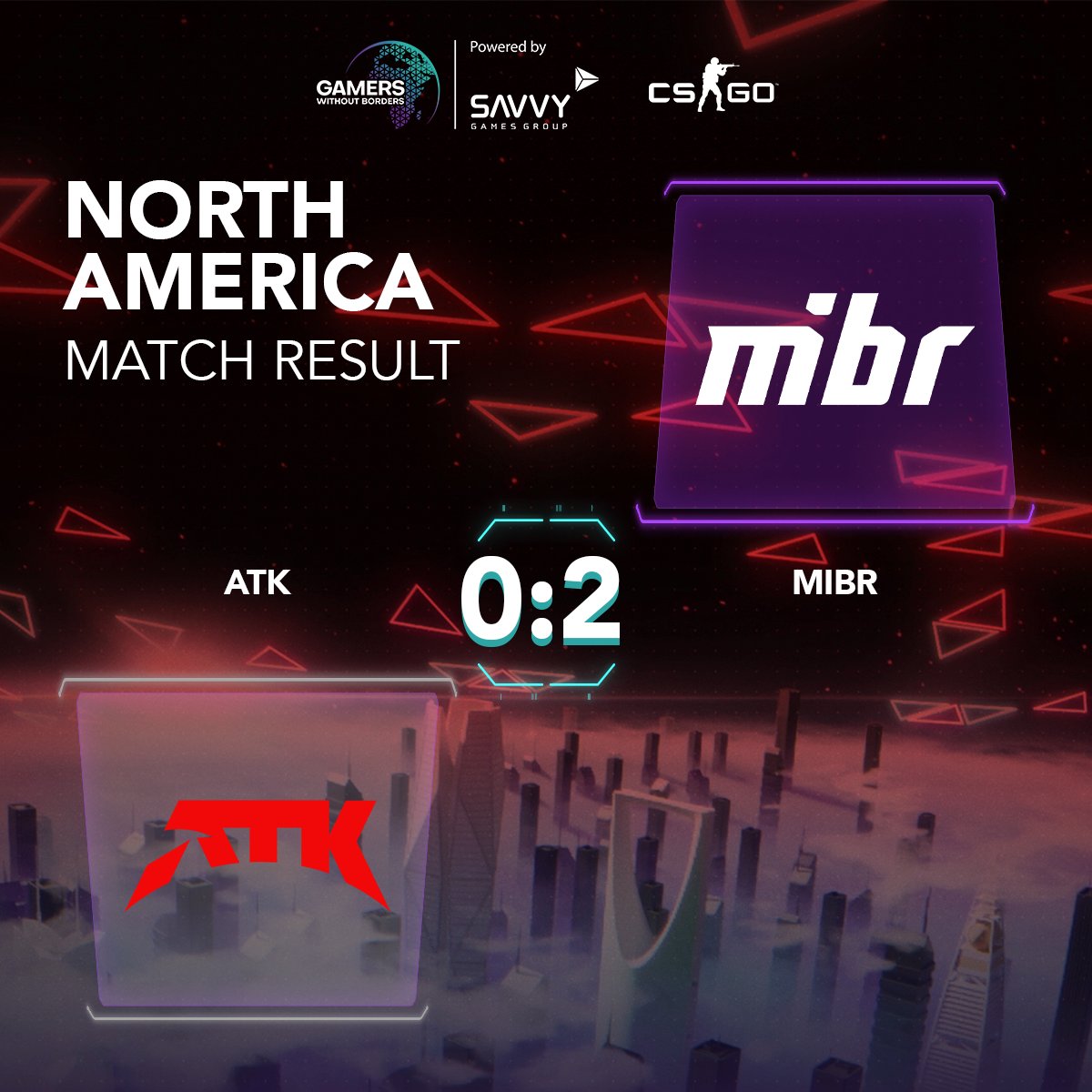 The Brazilians come out on top in the Grand Finals of GWB x CS:GO in North America! 🤩

<a href="/MIBR/">MADE IN BRAZIL.</a> 2:0 <a href="/ATKesportsGG/">ATK Esports</a> 

#GamingForGood