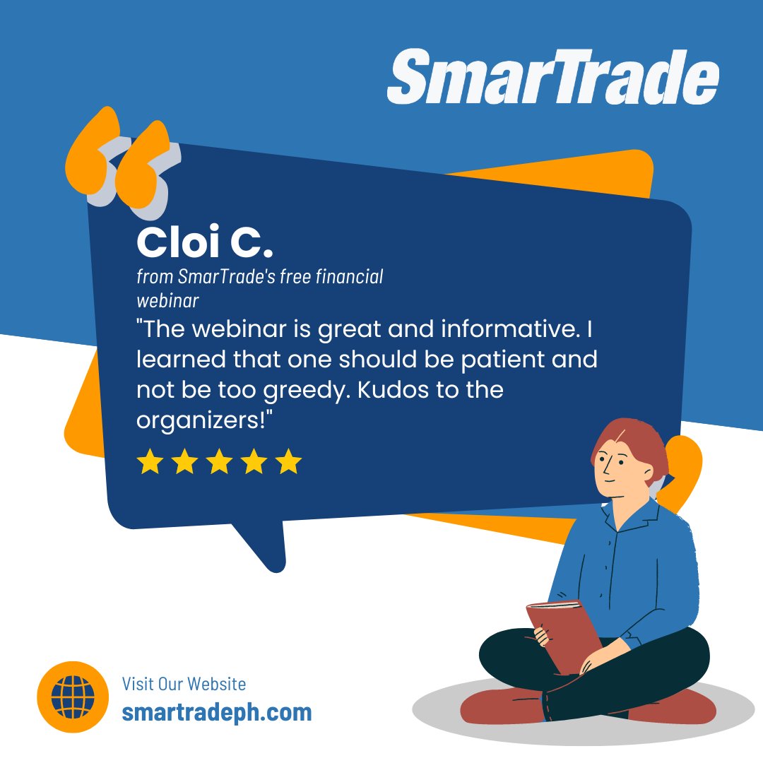 SmarTrade appreciates Cloi's kind words as they attended one of our previous FREE learning sessions.

If you wish to attend our FREE learning sessions, visit smartradeph.com for more details.

 #testimonial #feedback #trading #tradingforex  #free #learning #freelearning