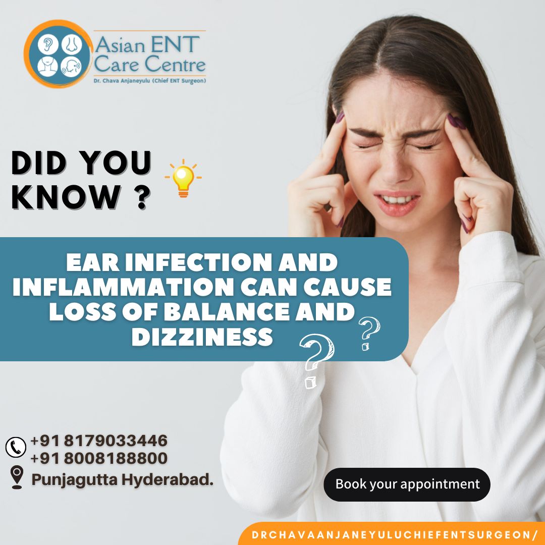 #DidYouKnow #DoYouKNow #DYK About #EarInfection #EarInfectionEffects #EarInfectionAffects #EarInfectionRisks it can cause #LossOfBalance & #Dizziness ...
❌Your Worries Now....👉#Consult #DrChavaAnjaneyulu #SeniorENTsurgeon Chairman Of #AsianENTcareCentre #BestENThospital