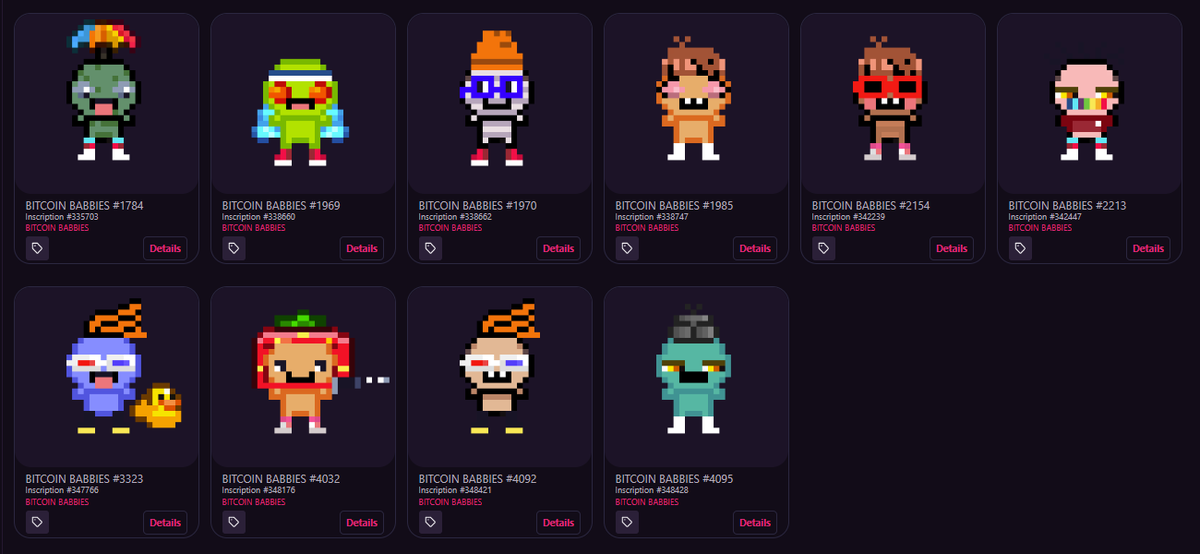 resaang's tweet image. Found out that my @BTCbabbies has competitive (lower) inscriptions against some of the top BTC trending collections at #251016-350431. Thank you @pointmash for the call, these were a free mint back in March!