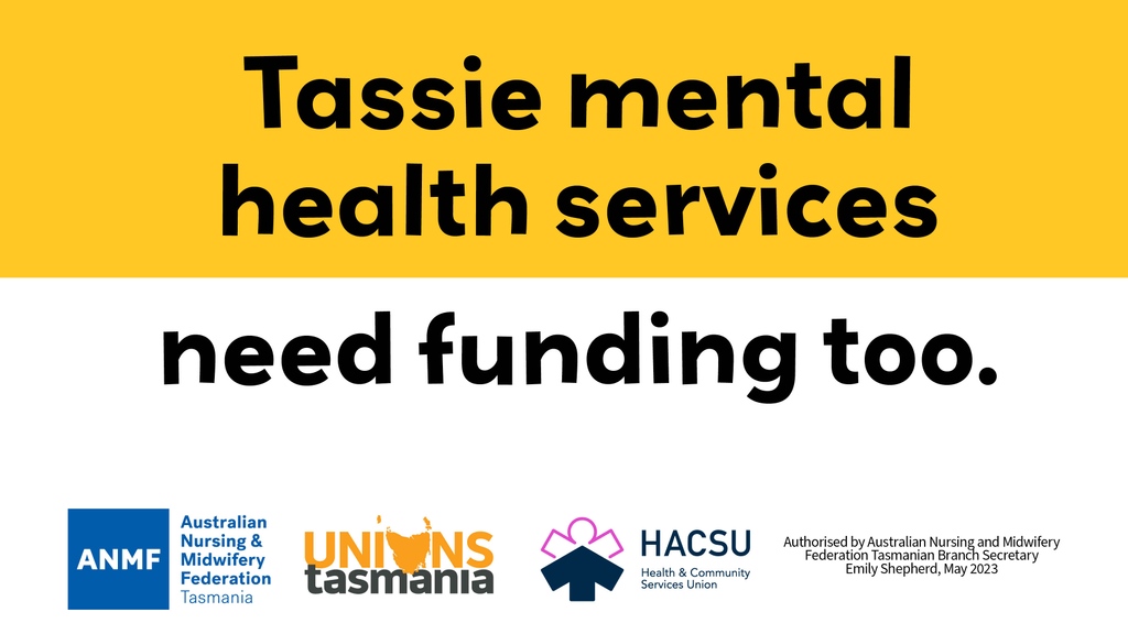ANMFTasmania's tweet photo. The loss of 39 mental health beds will leave some of our most vulnerable Tasmanians without a lifeline. RALLY! https://t.co/a7cRDIamAD
#politas 
#auspol
@JeremyRockliff
@TasmanianLabor
@TasmanianGreens
@JacquiLambie https://t.co/feBipw1a1w
