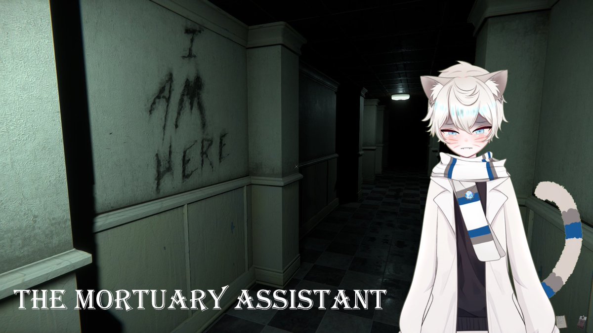 WaterBlue64's tweet photo. Who’s ready for spooky Thursday!!! 6 pm central time, this winter cat will become an assistant in a morgue #neko #vtuber #twitch #horror https://t.co/Tx4jrevHNN
