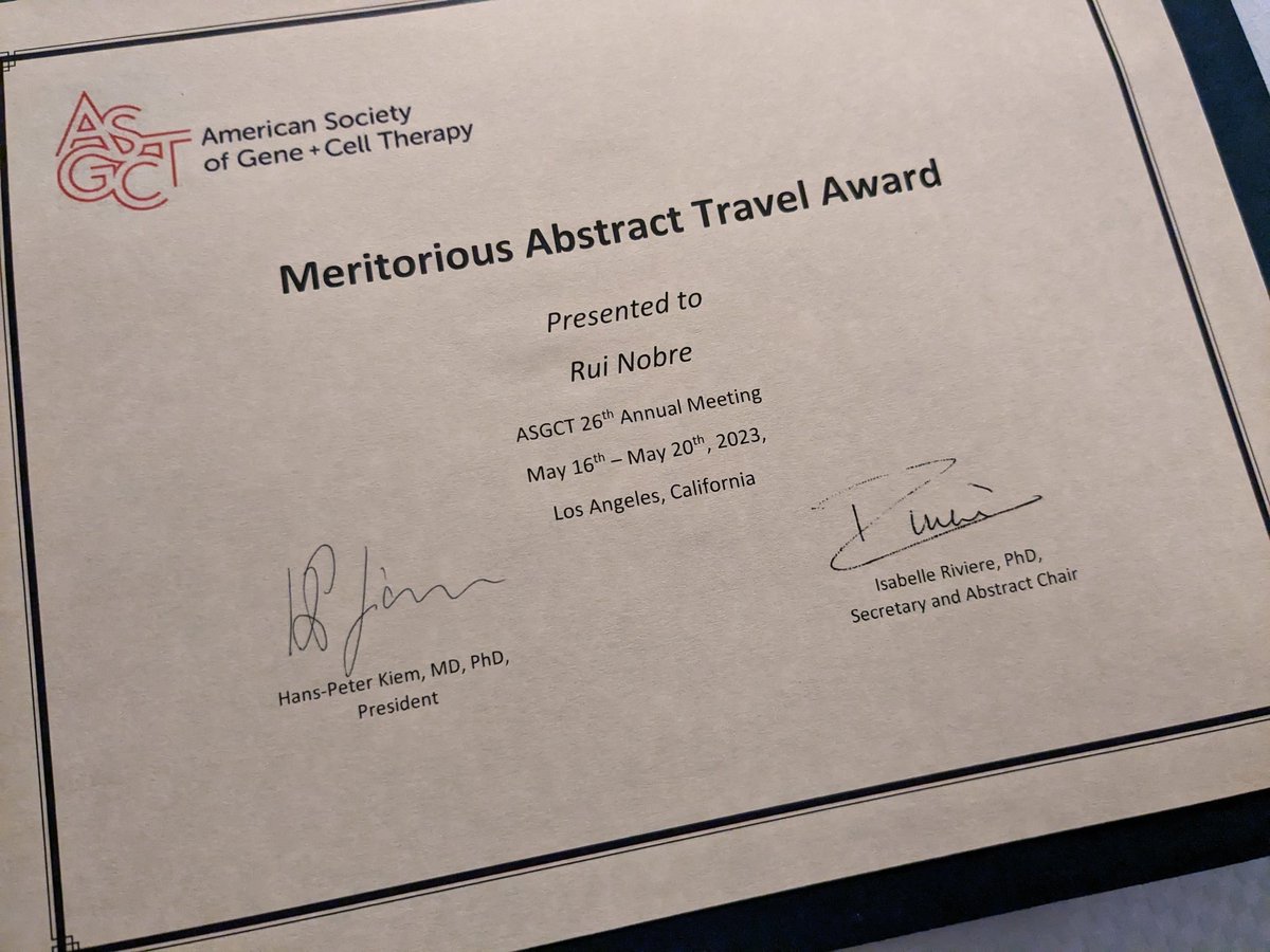 <a href="/ruinobre2022/">ruinobre</a> rocking that stage at the #ASGCT2023 Meeting. 🤟 Rui was awarded with a Travel Award to present his work on isolation methods of EV-AAVs. Keep up the fantastic work! 🙌