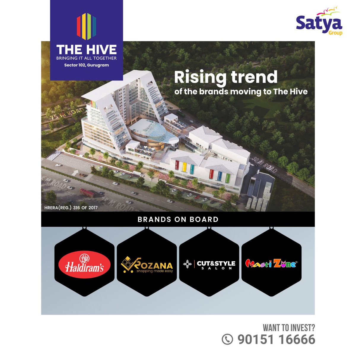 satyadevelopers's tweet photo. More and more brands are coming on board at The Hive, a mega 6-acre high street, located just off Dwarka Expressway, in Sector 102, Gurugram.

For more details, call our dedicated Leasing Desk at 90151 16666

#DwarkaExpressway #TheHive #SatyaGroup https://t.co/LYsuQcApCv