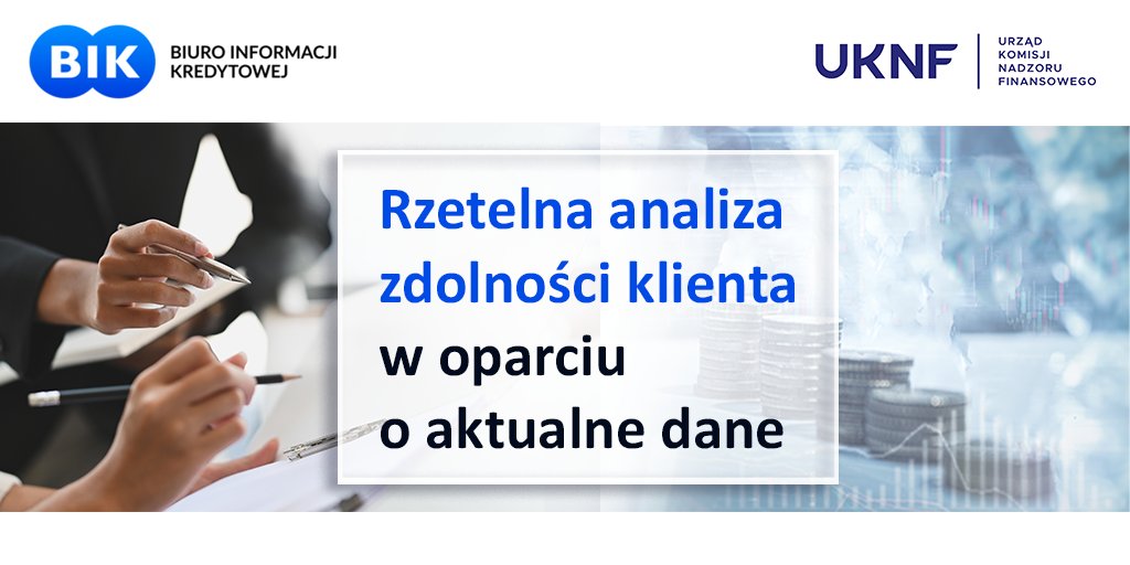 uknf's tweet photo. 🔸 Gromadzenie i utrzymanie wszystkich danych kredytowych i pożyczkowych w bazie Biura Informacji Kredytowej (BIK) pozwoli na skuteczniejsze zapobieganie przekredytowaniu konsumentów – informują we wspólnym komunikacie @grupabik oraz @uknf 
🔸 Komunikat dostępny jest tutaj: https://t.co/YE039fGOZM