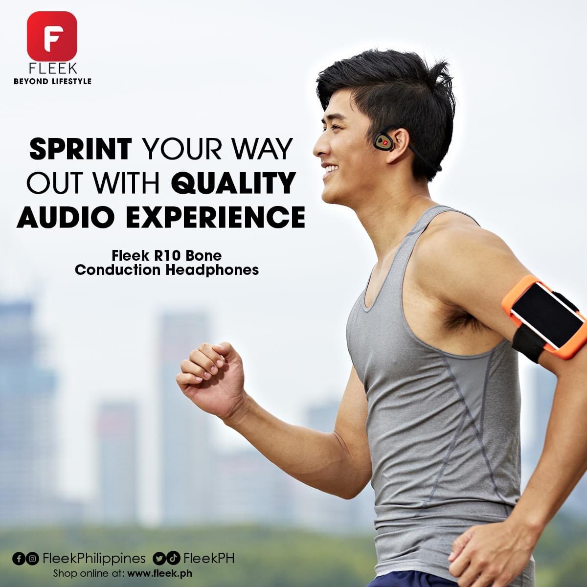 FleekPH's tweet photo. Experience top-notch audio quality as you sprint your way to your fitness goals with FLEEK R10 Bone Conduction Headphones. Your perfect workout companion, allowing you to enjoy your favorite tunes while still remaining aware of your surroundings. 

#FLEEKPH #FLEEKBeyondLifestyle https://t.co/FxzDovLuik