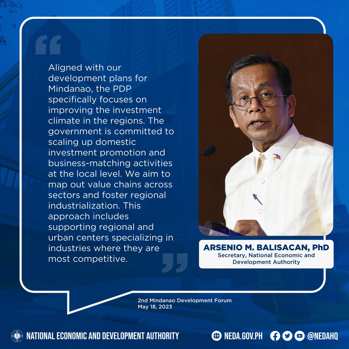 DEPDevgovph's tweet photo. LOOK: At the 2nd Mindanao Development Forum, NEDA Sec. @ambalisacan underscored the Marcos administration's priorities to enable economic and social transformation in Mindanao.
Know more: https://t.co/MBh57kbgVv
@MinDAgovph
#MindanaoDevelopmentForum https://t.co/M2mEW8Ln7h