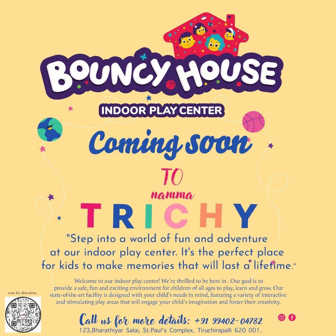 #bouncyhouse #indoorplaycenter now at #Trichy #kidsfun #KidsPlaytime #play #the_trichyspecial #trichyspecial @updatestiruchi @TrichyTreasures @VisionTrichy @TrichyIT @trichymemes