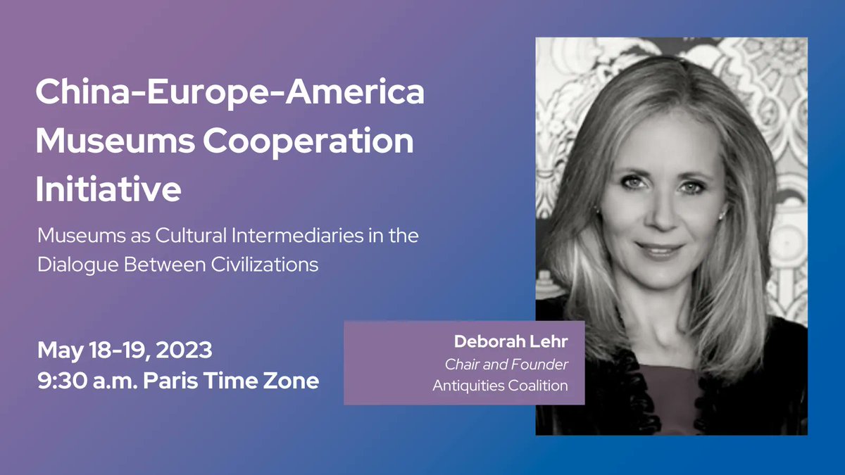 Deborah Lehr (@dmlehr) on Twitter photo Museums play a vital role in fostering conversations between nations and protecting our shared history from the illicit #antiquities trade. I'll be representing <a href="/CombatLooting/">Antiquities Coalition</a> as we discuss these unique responsibilities during <a href="/CEAInitiative/">C.E.A. Global Initiative</a>'s #InternationalMuseumDay event. Museums play a vital role in fostering conversations between nations and protecting our shared history from the illicit #antiquities trade. I'll be representing <a href="/CombatLooting/">Antiquities Coalition</a> as we discuss these unique responsibilities during <a href="/CEAInitiative/">C.E.A. Global Initiative</a>'s #InternationalMuseumDay event.