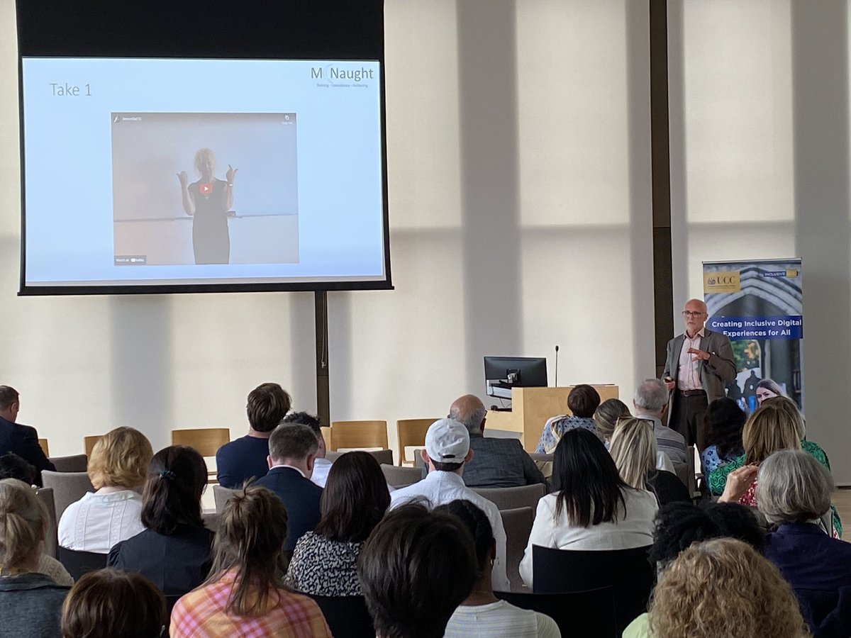 Alistair McNaught, Accessibility Consultant kicking off her keynote on "Alternative approaches to developing an accessibility culture using case studies from UK universities."

#InclusiveUCC #GAAD #A11Y #UniversityCollegeCork