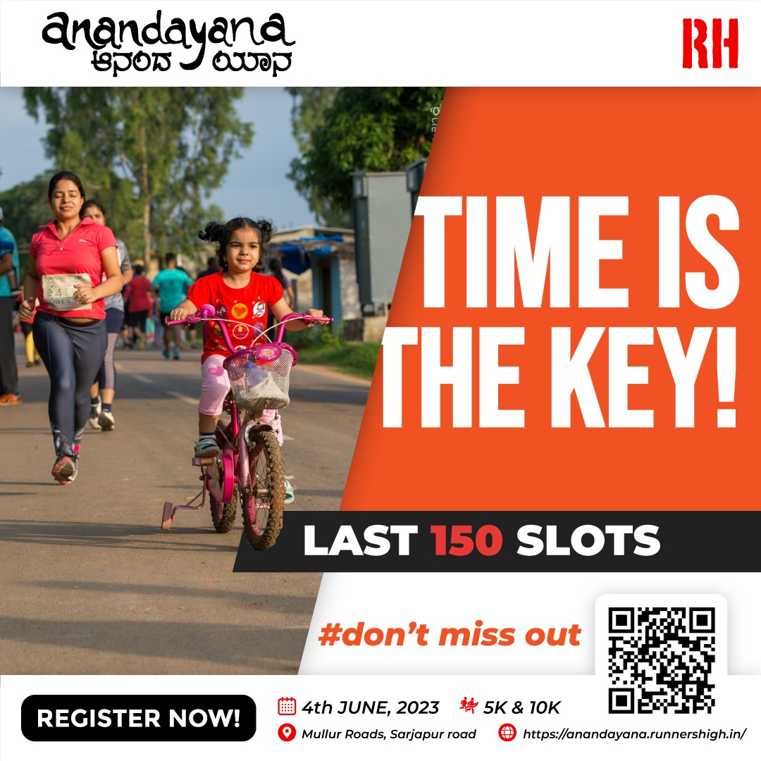 rh_runnershigh's tweet photo. Time is the Key! Last 150 slots... don't miss out.
It’s a once-a-year opportunity…
Act now…
Register for Anandyana.
4th June 2023, Sarjapur Road.
Register @ https://t.co/DL07nn9IwK https://t.co/ev1y8zeUWv