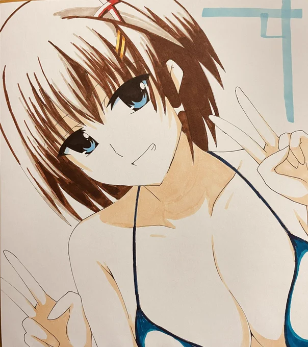 アナログではやてさんもダブルピース
