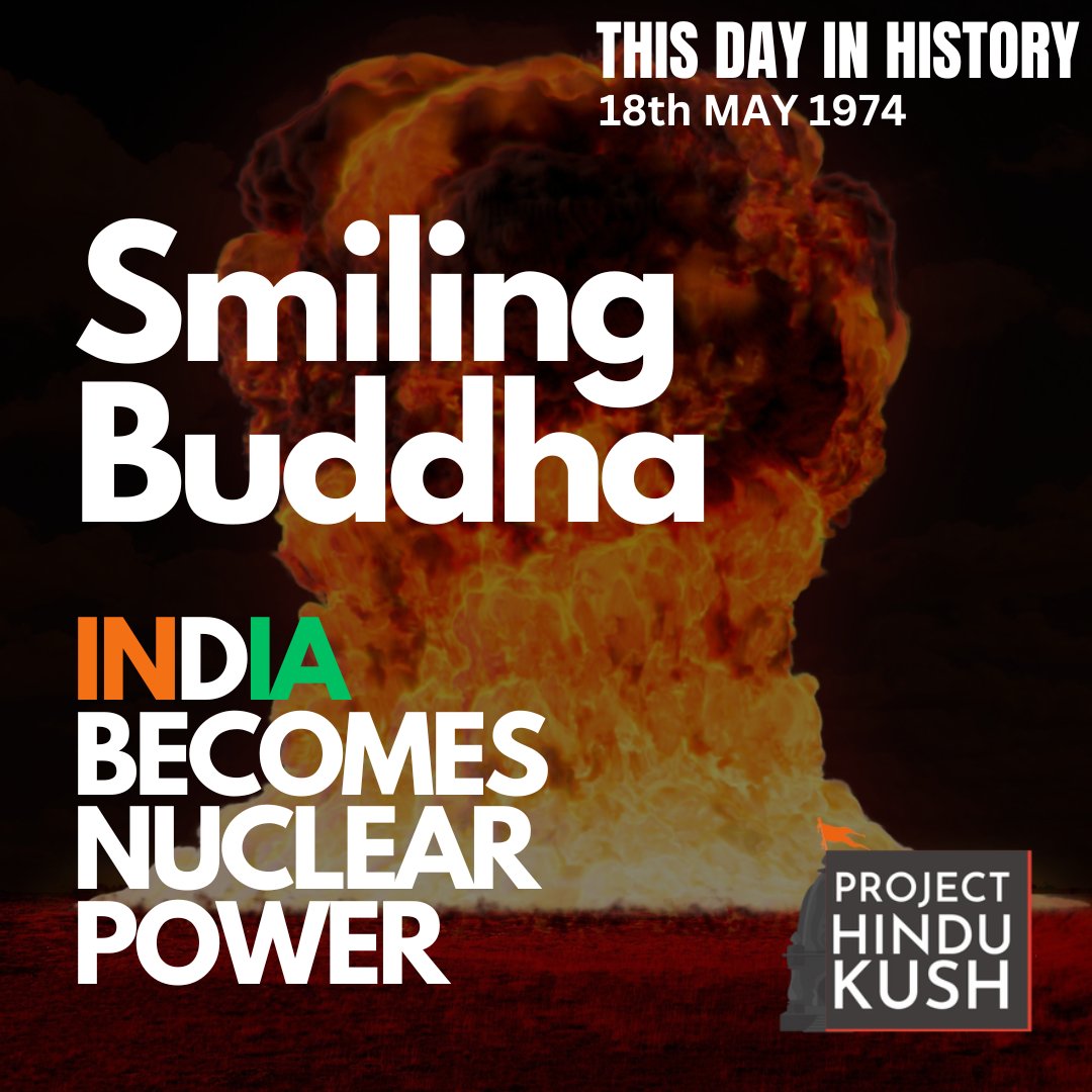 HindukushLive's tweet photo. Today, we commemorate a pivotal moment in India's history as the 'Smiling Buddha' test was conducted at Pokhran Test Range, Rajasthan. 

This landmark achievement marked India's emergence as the 6th Nuclear Power. 

Let us remember the significance of this milestone and reaffirm our commitment to the responsible use of nuclear technology for the betterment of our nation. 🇮🇳 

#SmilingBuddha #PokhranTest #NuclearPower #India #PROJECTHINDUKUSH