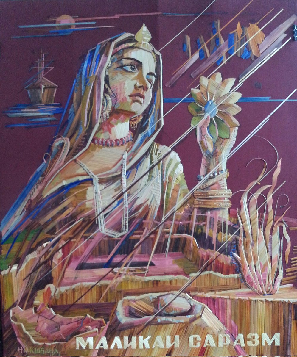 The paintings are made of wheat ears and paint. 
 author  Ziyoviddin Mirzoev