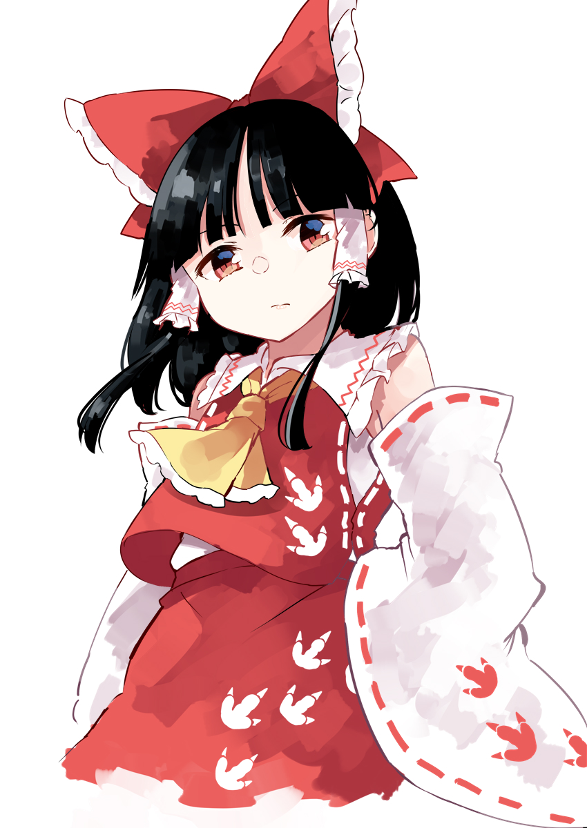 hakurei reimu 1girl solo black hair bow ascot red bow detached sleeves  illustration images