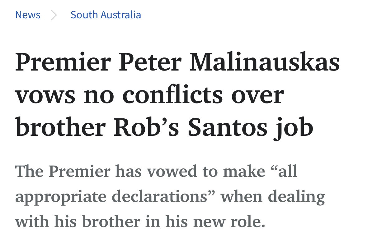 thebigjohnnyd's tweet photo. Timely reminder that Peter Malinauskas’ brother works in the lobbying arm of a fossil fuel giant https://t.co/WRr6PLFjCF