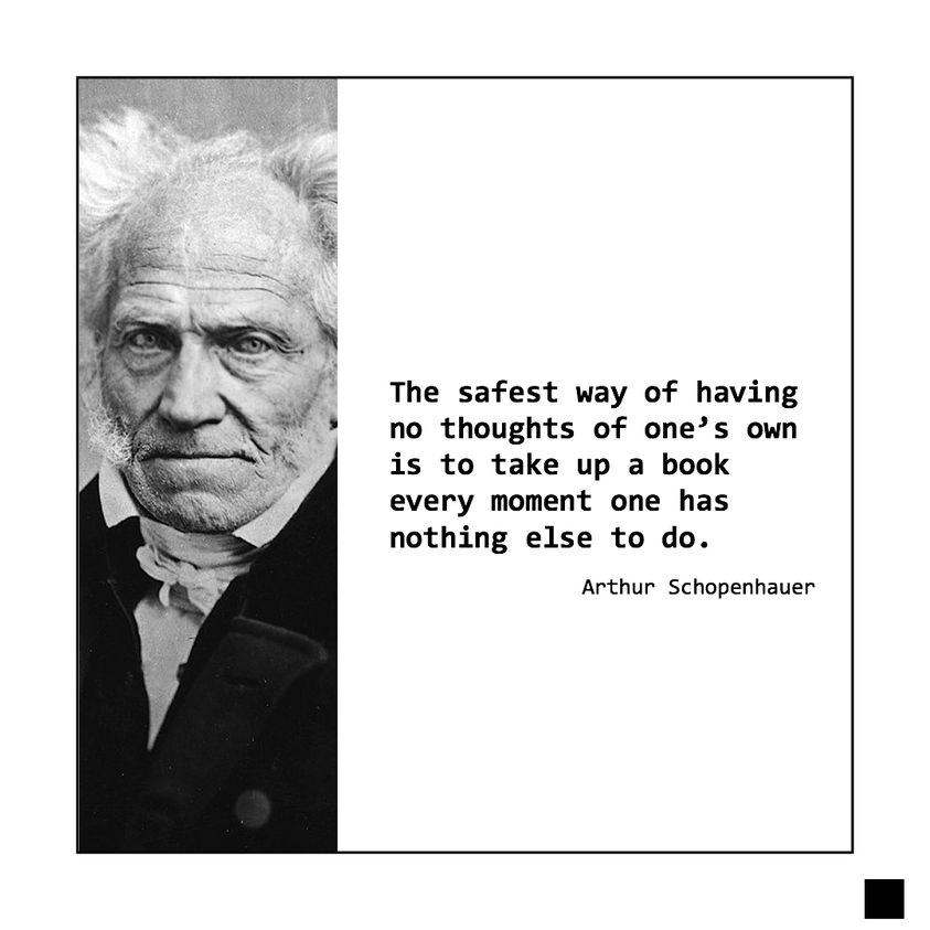 MediaSystemics's tweet photo. more from Arthur on the bad habit of (over)reading >

 “When we read, another person thinks for us: we merely repeat his mental process...the greater part of the work of thought is already done for us." https://t.co/gkBM1W4b5U