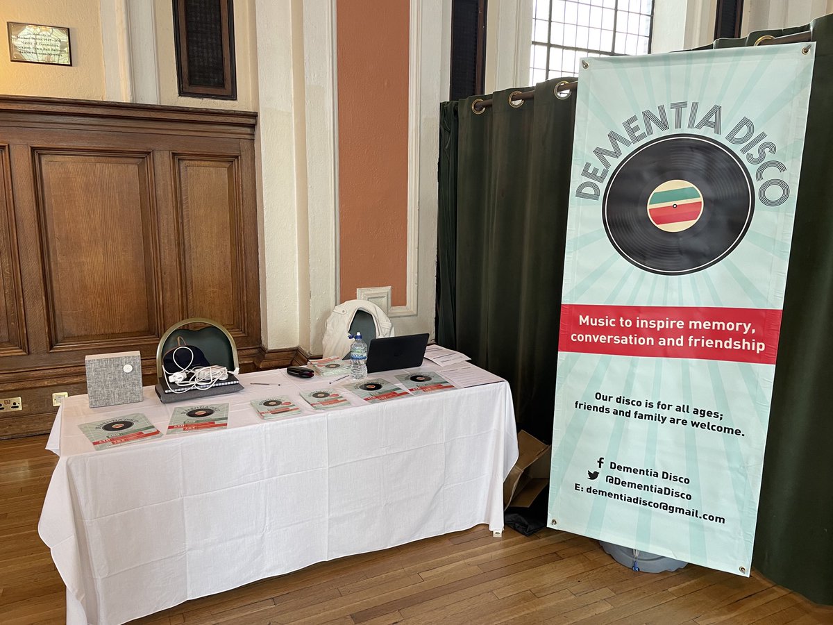 DementiaDisco's tweet photo. We’re delighted to be at Dementia Awareness Day at Stockport Town Hall! Amazing event in the fabulous ballroom. Wish we could get dancing! #dementiaactionweek ⁦@alzheimerssoc⁩ https://t.co/6L35xVIRbY
