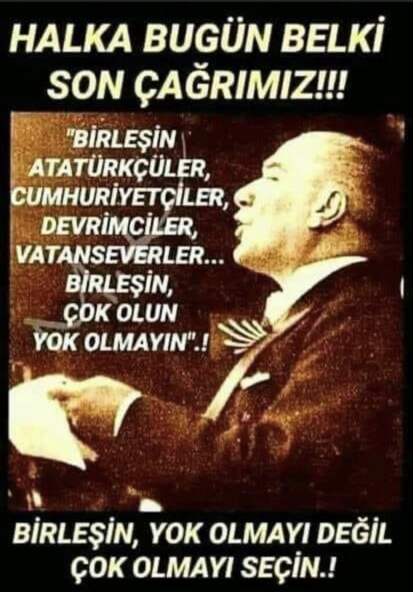 fulyaberk's tweet photo. Birleşin!!! Yok olmayı değil, çok olmayı seçin !!!
#KararVer https://t.co/Sl9QjiFulr