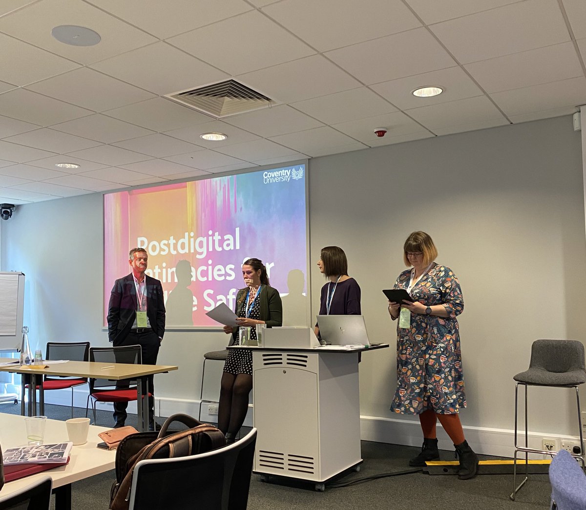 EsmeSpurling's tweet photo. Very excited to be attending Postdigital Intimacies for Online Safety today 💻☀️

led by @AdrienneEvans_ @MarcusJMaloney @LindsayAnneB @DrMerry30 @CovUni_CPC @CovUniResearch https://t.co/MyOepJiTzC