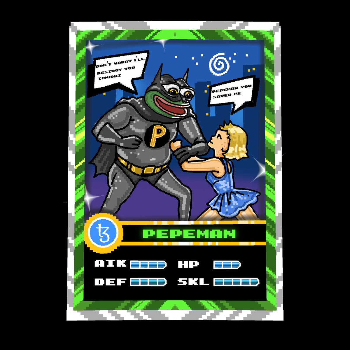 Only one Card of Pepeman remains!!

Grab the Dark Knight! 🐸
Only on Pepe Et Nunc by @TezosPepe

6900 $Pepe

nft.tezospepe.com/token/KT1EGR7b…

#PEPE #pepeXlaunch #tezos