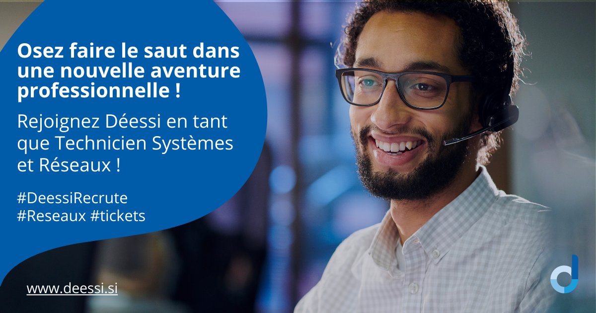 Ivision_info's tweet photo. [Déessi recrute] Rejoignez nous en tant que Technicien Systèmes et Réseaux ! 

Postulez dès maintenant pour rejoindre l'aventure Déessi 👉 https://t.co/gPdGfWzN6o 

#DeessiRecrute #TechnicienSystemes #Reseaux #Ticket #MultiClient #PosteDeTravailUtilisateurs https://t.co/sGG6rKnufY