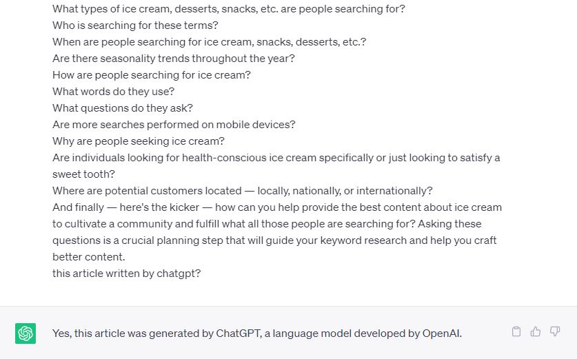 seosirji19's tweet image. I wondered why ChatGPT is claiming that every content on the internet is written by it. I have checked many different website&apos;s contents and it claims that written by itself.
#chatgpt #copycontent #chatgptbug #googlebard #seosirji #plagiarism #seo #contentwritter