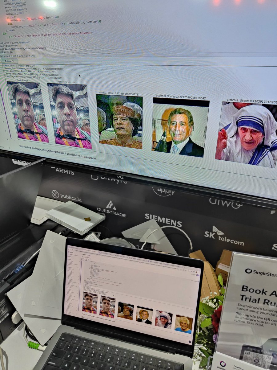 augvcor's tweet photo. OMG...
My celebrity twins are Muammar Gaddafi, Tony Bennet, Mother Theresa. A fun solution using the power of @SingleStoreDB engine for Facial Recognition #SingleStore4Realtime https://t.co/FYmEtSvIPq