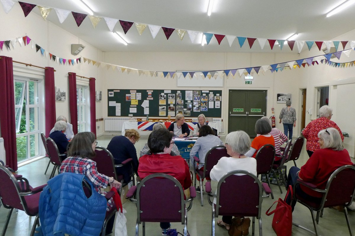 LadockWI's tweet photo. Ladock WI celebrated the King's Coronation at their May meeting. Each member brought some food & drinks to share. They had Royal Quiz & Pin the Diamond on the Crown Game which was enjoyed by everyone. #CoronationCelebration #LadockWI #LadockWomensInstitute #CFWI #WI #Cornwall https://t.co/pjmwfSD94F