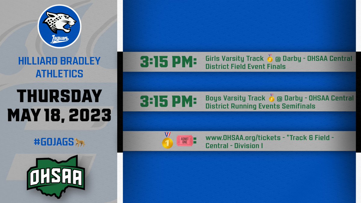Today’s Events | 5/18/23 🐆 @runjaguars •🥇🎟️: OHSAA.org/tickets