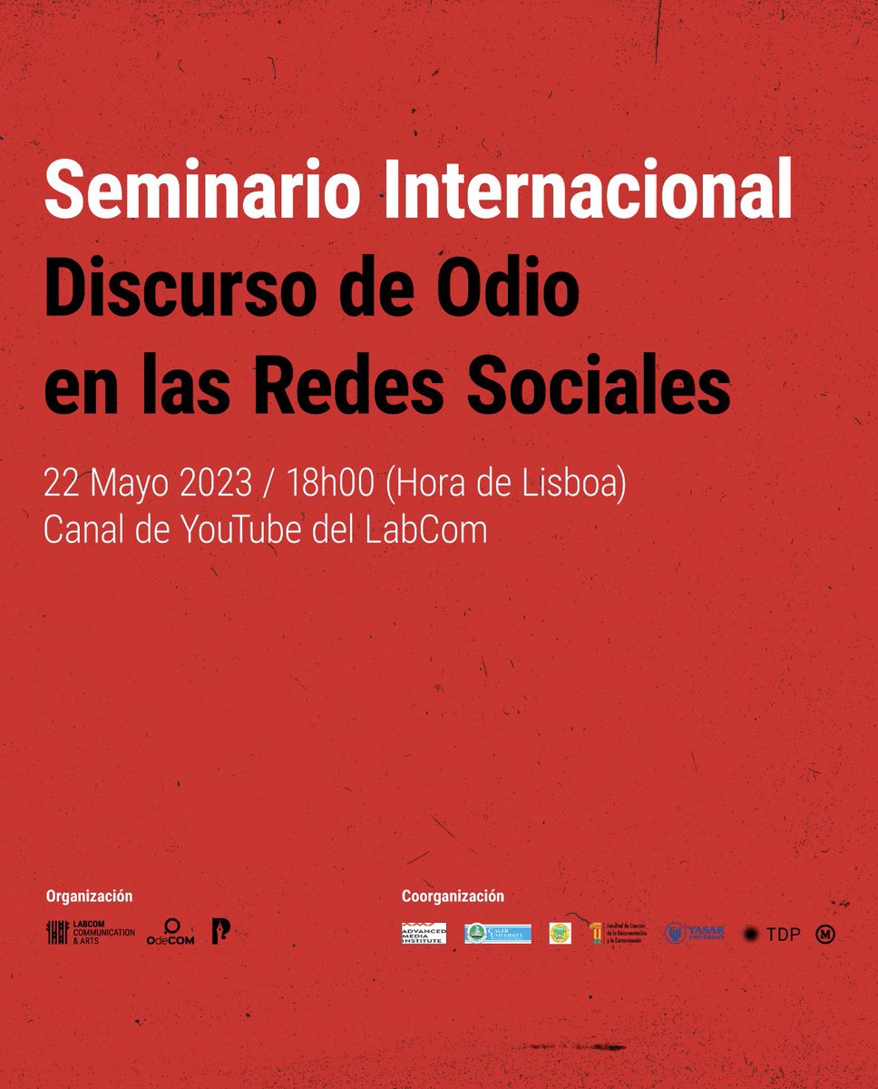 🌐Evento Online🌐 

Mesa redonda– 🗓️22 de mayo a las 18:00 (Hora de Lisboa)🗓️

<a href="/aVizcainoVerdu/">Arantxa Vizcaíno-Verdú</a> , UHU (España)
Juan-Manuel González-Aguilar, UNIR (España)
<a href="/Patriciadcm/">Patricia de Casas</a> , UNEX (España)
Moderador: <a href="/marcolopezpared/">Marco López-Paredes</a> , PUCE (Ecuador)

Link para seguir el evento: youtube.com/live/GW8II0_I9…