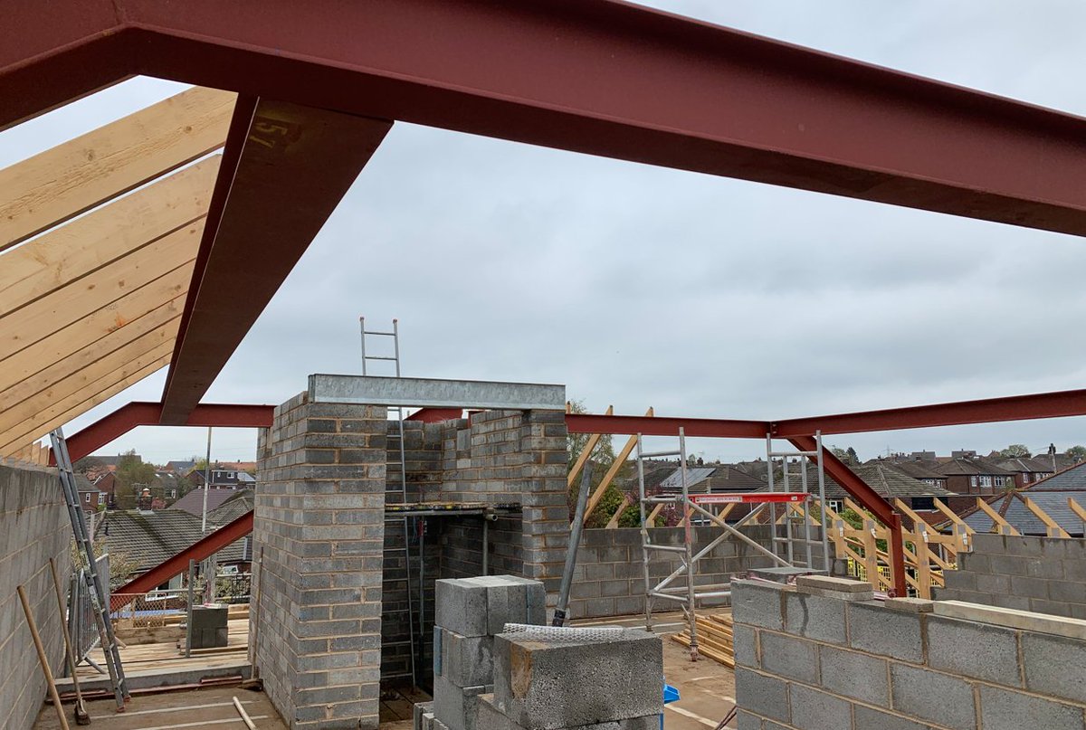 Final cranked roof steels now installed at The Manor House Care Home in Gosforth✅#fabrication #Construction #Langtons