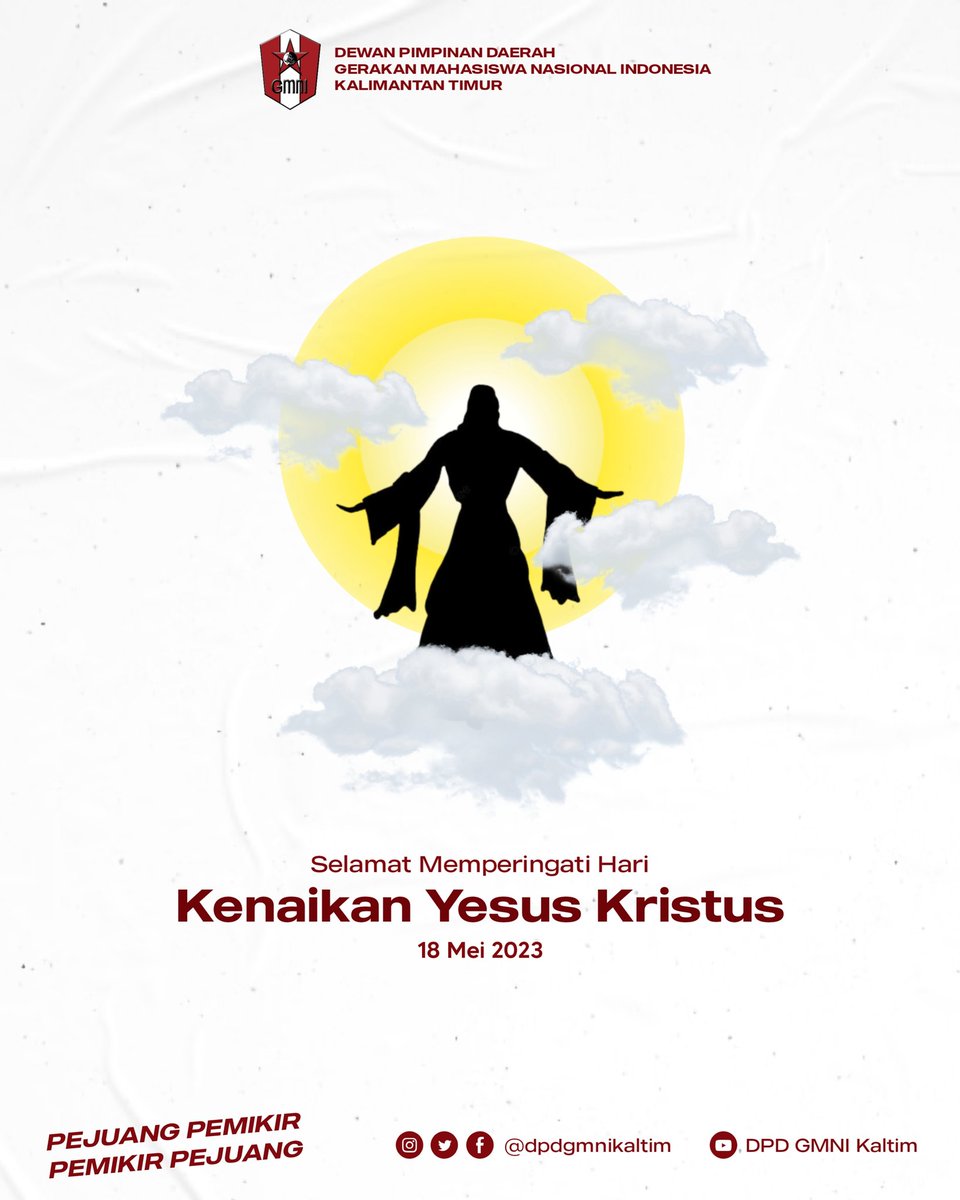 dpdgmnikaltim's tweet photo. Selamat memperingati Hari Kenaikan Yesus Kristus terkhusus saudara-saudara Umat Kristiani https://t.co/pu2uyNICMc